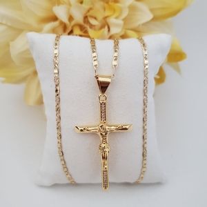 Cross Crucifix Gold Plated Necklace